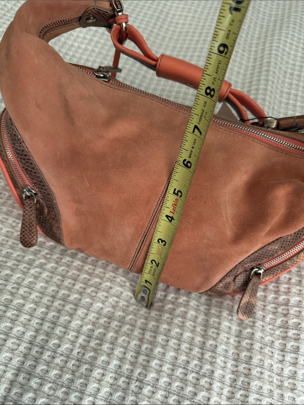 Tod's Burnt Orange Suede Shoulder Hobo with Brown Trim - Picture 6 of 13
